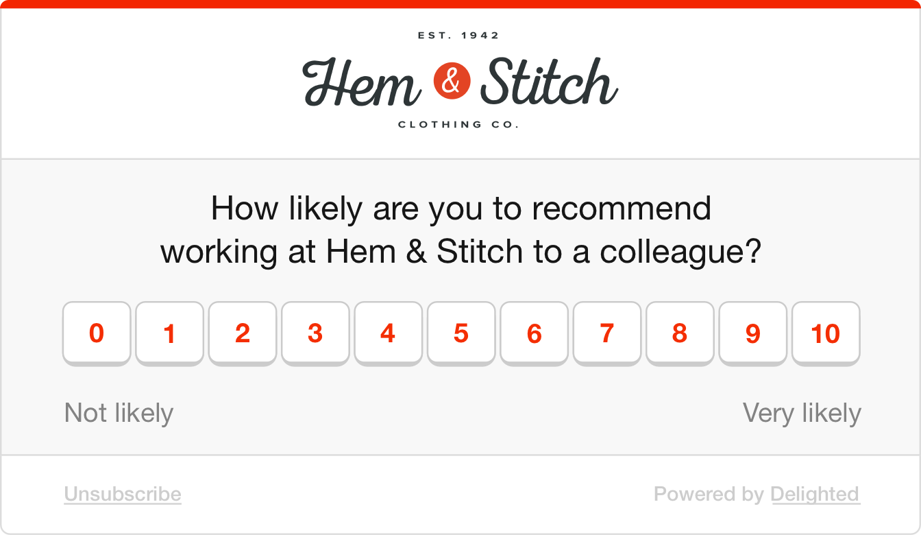 Example of an employee NPS survey