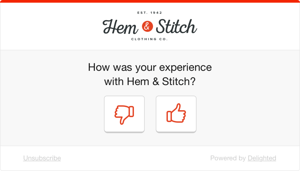 Retail experience thumbs survey: How was your experience with Hem & Stitch?