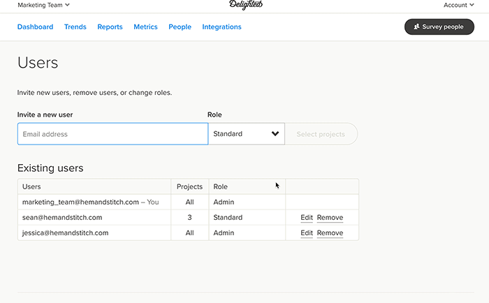 How to manage user access to Delighted survey projects