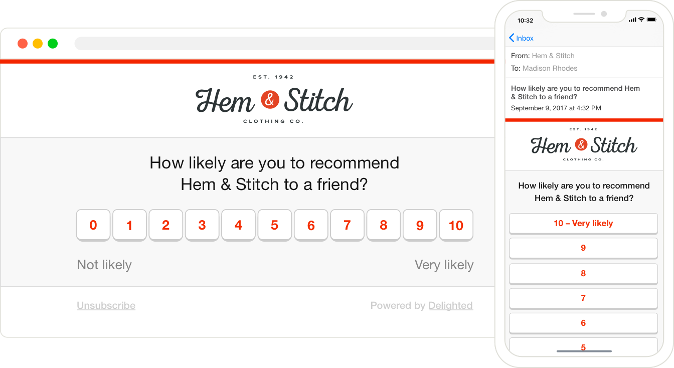 Muestra Net Promoter Score (NPS) encuesta generada por el software nps para la experiencia web y móvil