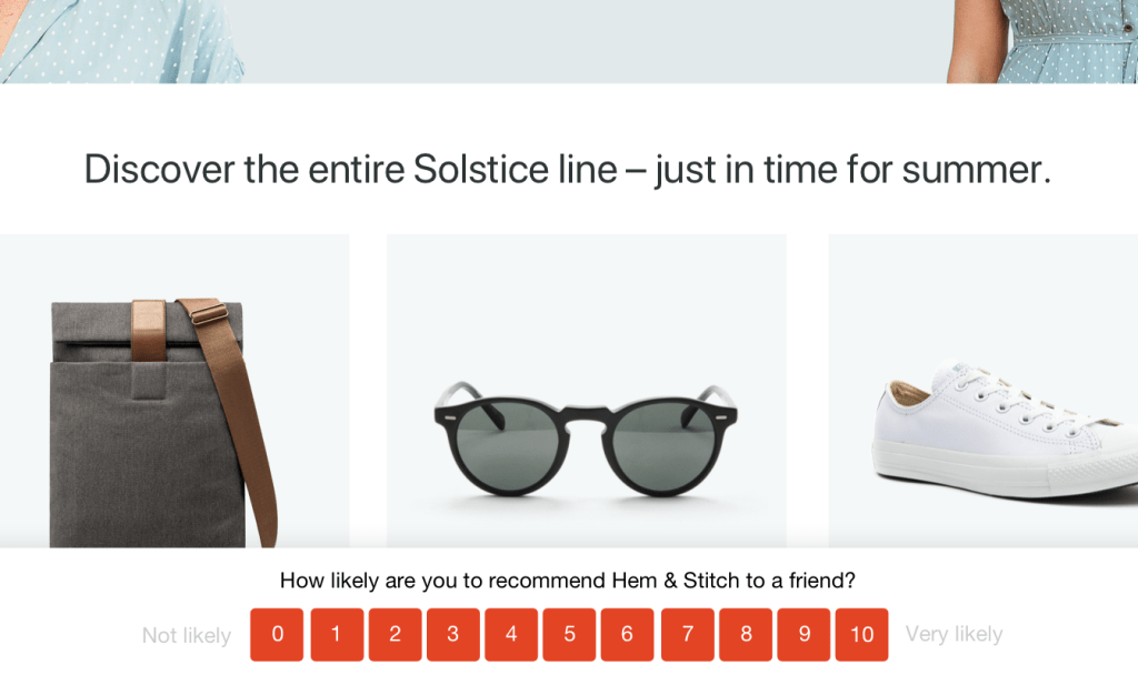 Customer feedback survey is automatically shown to website visitors