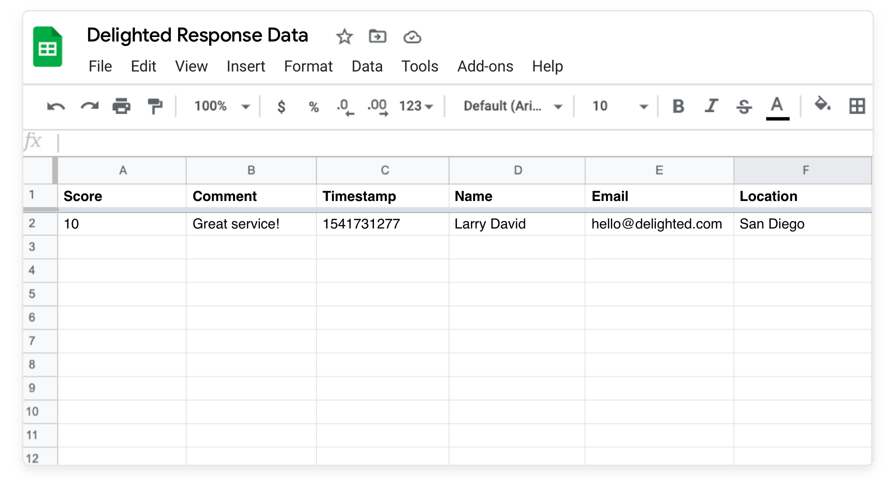 Google sheets integration example