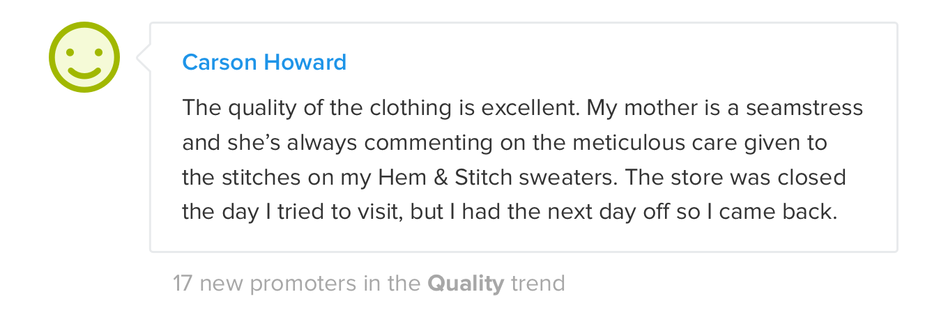 Sample of Trend feedback in an Email digest