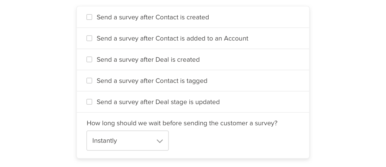 activecampaign integration triggers delighted surveys when contact or deal stage is updated
