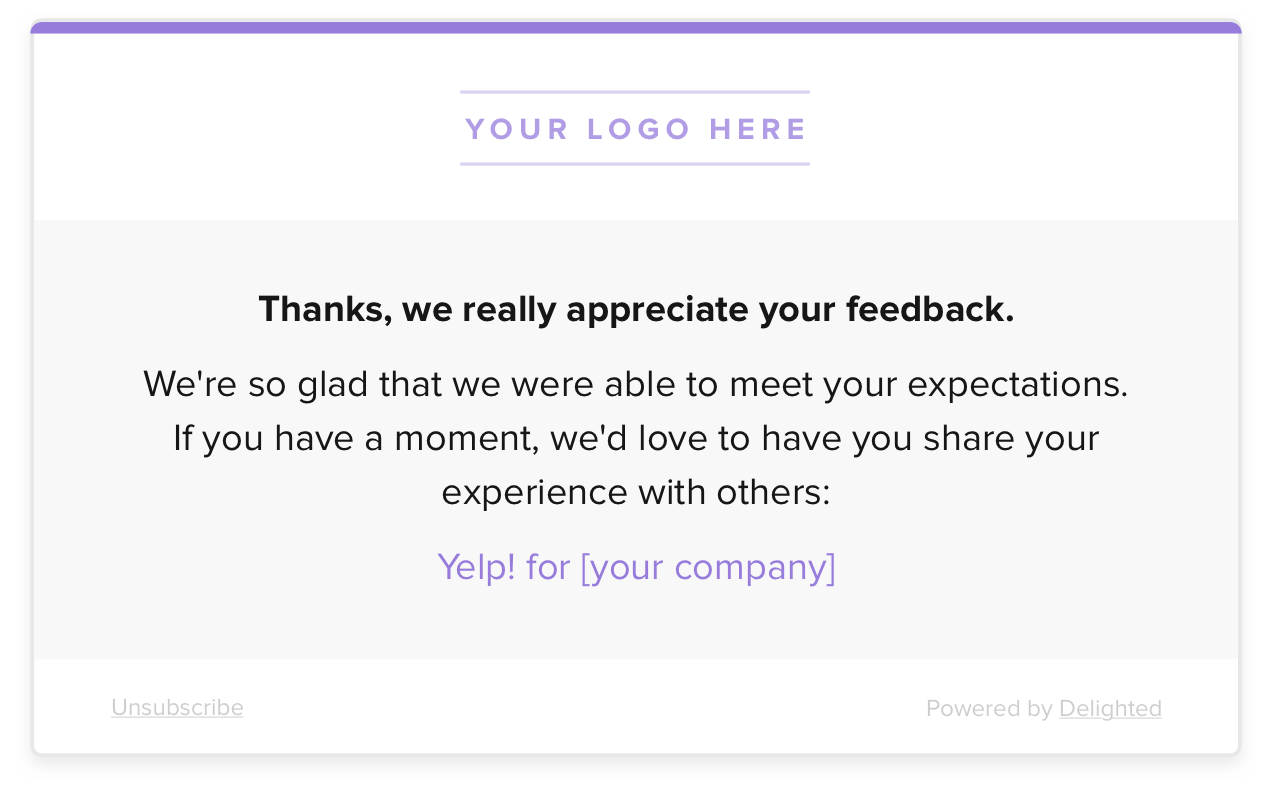 customer service metrics thank you message