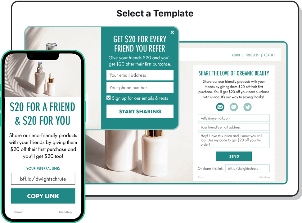 friendbuy referral program landing page template