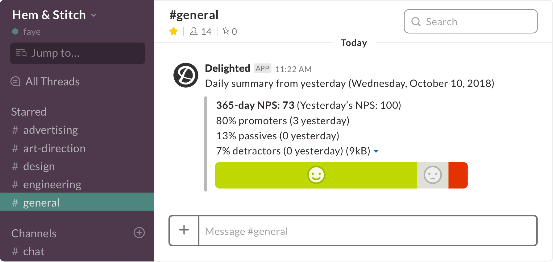 Delighted feedback digest in Slack