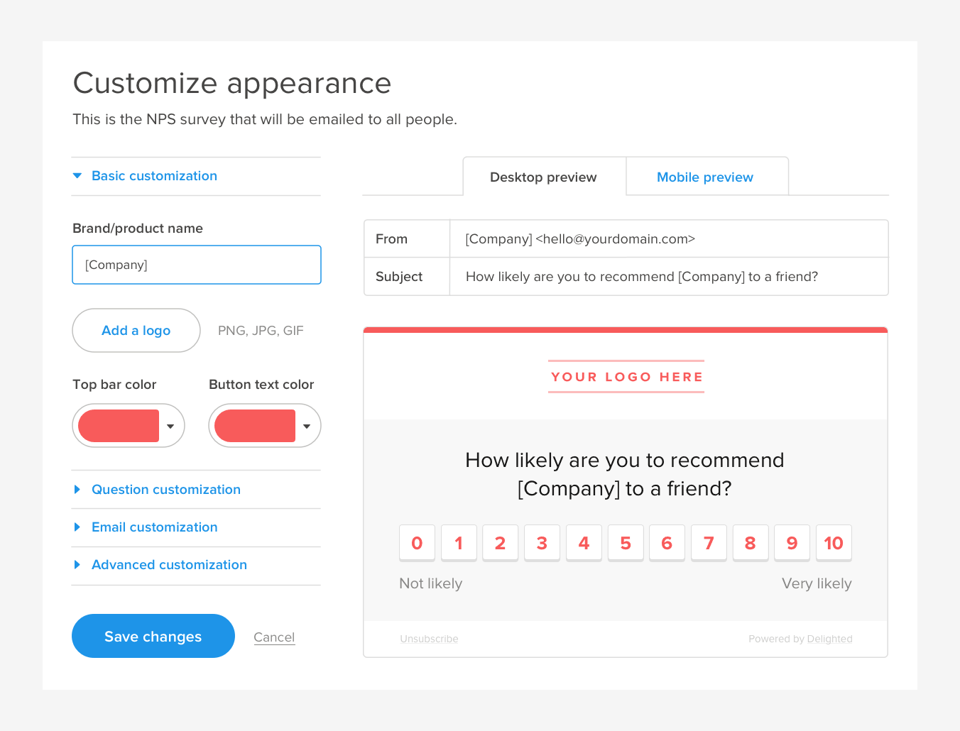 Free survey platform design customization